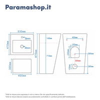 Lavabo freestanding 53x47cm in ceramica bianco lucido con troppopieno | Kara
