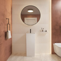 Lavabo freestanding 33x33cm in ceramica bianco lucido con troppopieno | Levante