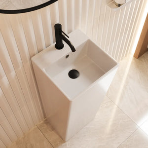 Lavabo freestanding 33x33cm in ceramica bianco lucido con troppopieno | Levante