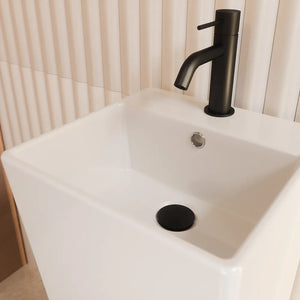 Lavabo freestanding 33x33cm in ceramica bianco lucido con troppopieno | Levante