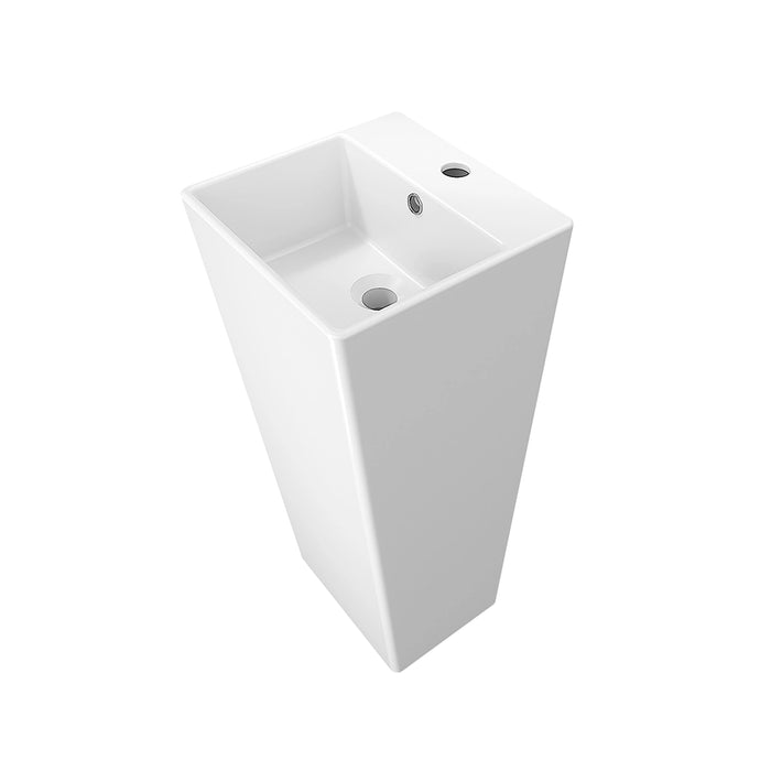Lavabo freestanding 33x33cm in ceramica bianco lucido con troppopieno | Levante