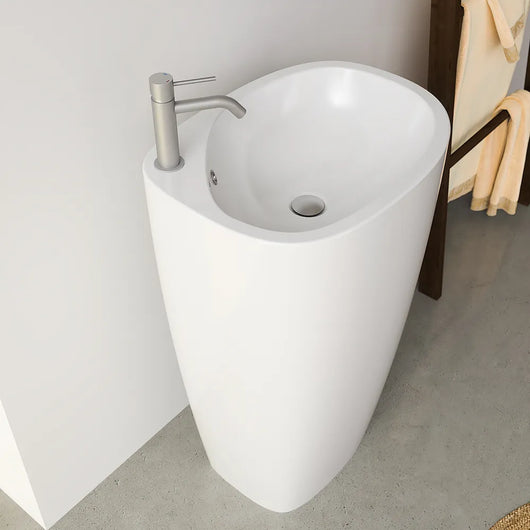 Lavabo freestanding 53x40cm in ceramica bianco lucido con troppopieno | Weddell