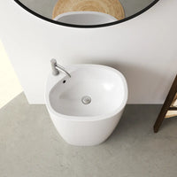 Lavabo freestanding 53x40cm in ceramica bianco lucido con troppopieno | Weddell