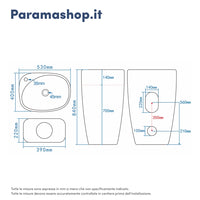 Lavabo freestanding 53x40cm in ceramica bianco lucido con troppopieno | Weddell