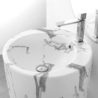 Lavabo freestanding da terra 50x85h cm effetto marmo bianco Tokyo