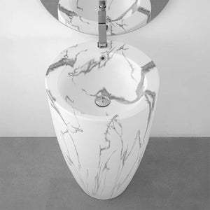 Lavabo freestanding da terra 50x85h cm effetto marmo bianco Tokyo