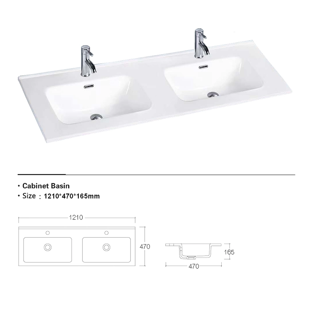 Lavabo da incasso 120 cm doppia vasca in ceramica bianca | Civit