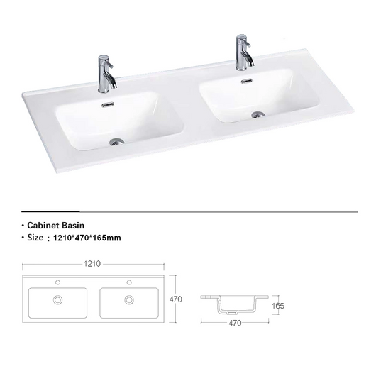Lavabo da incasso 120 cm doppia vasca in ceramica bianca | Civit
