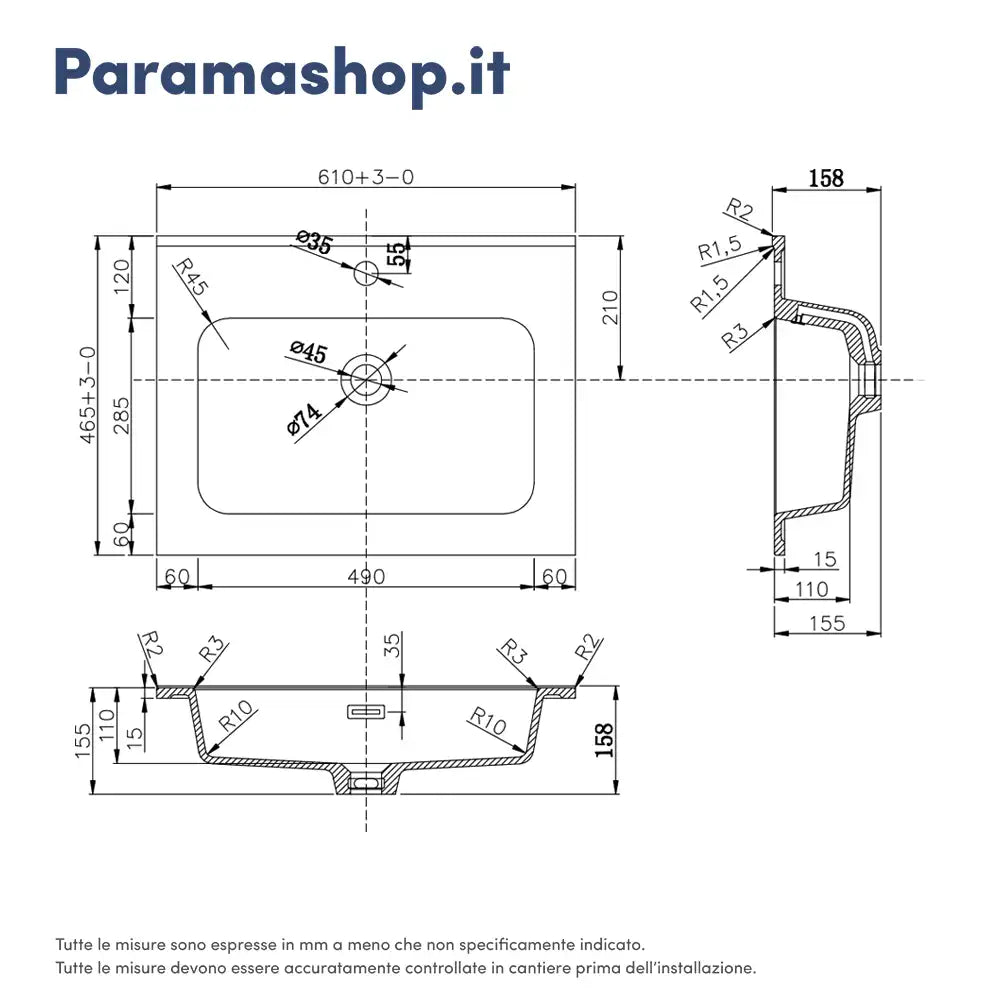 Mobile da bagno sospeso 60cm bianco lucido con lavabo e specchio | Rata