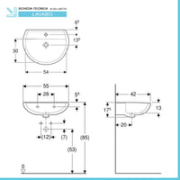 Lavabo sospeso 55 cm Geberit in ceramica lucida Colibrà¬