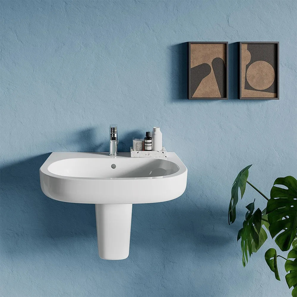 Lavabo sospeso 55x48 cm linea Mirto con troppo pieno e foro rubinetto