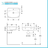 Lavabo sospeso 60 cm Geberit bianco lucido monoforo  Fantasia