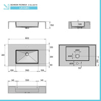 Lavabo sospeso 60 cm in resina bianco lucido Lodi