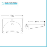 Lavabo sospeso 65 cm per persone anziane con fissaggi inclusi Comfort