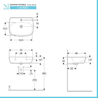 Lavabo sospeso 70 cm Geberit bianco lucido monoforo  Fantasia