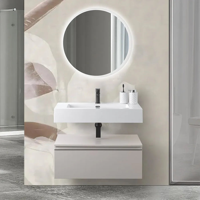 Lavabo sospeso 70 cm in resina bianco lucido Lodi