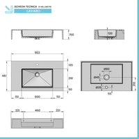 Lavabo sospeso 90 cm in resina bianco lucido Lodi