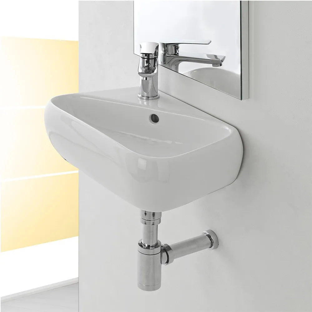 Lavabo sospeso in ceramica 45 x 27,5 cm bianco lucido destro