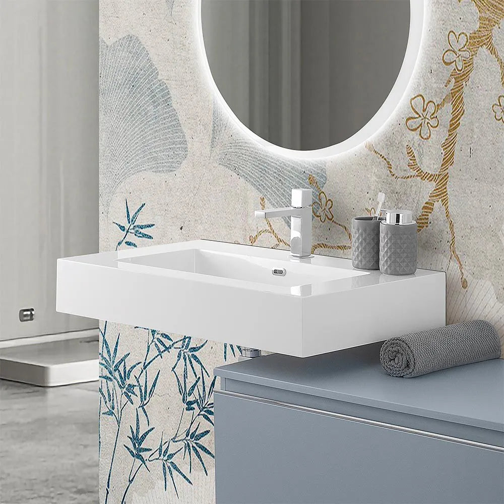 Lavabo sospeso in resina 100 cm bianco lucido  Lodi