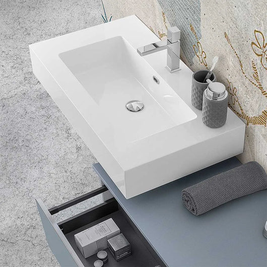 Lavabo sospeso in resina 100 cm bianco lucido  Lodi