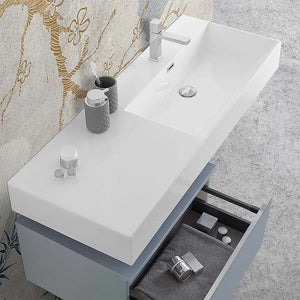 Lavabo sospeso in resina 120 cm vasca destra bianco lucido  Loto