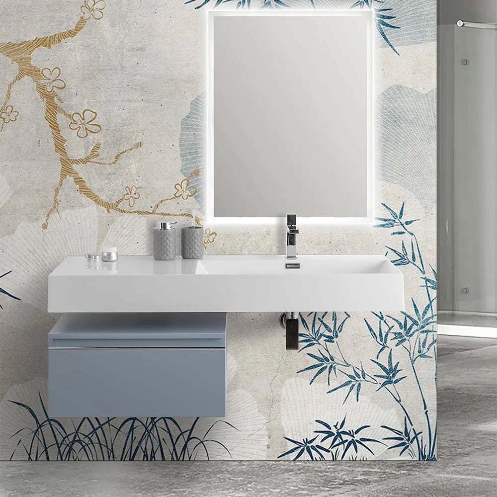 Lavabo sospeso in resina 120 cm vasca destra bianco lucido  Loto