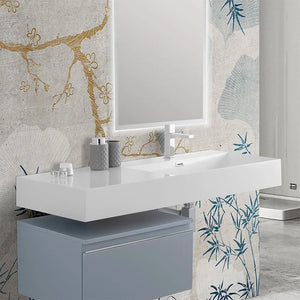 Lavabo sospeso in resina 120 cm vasca destra bianco lucido  Loto