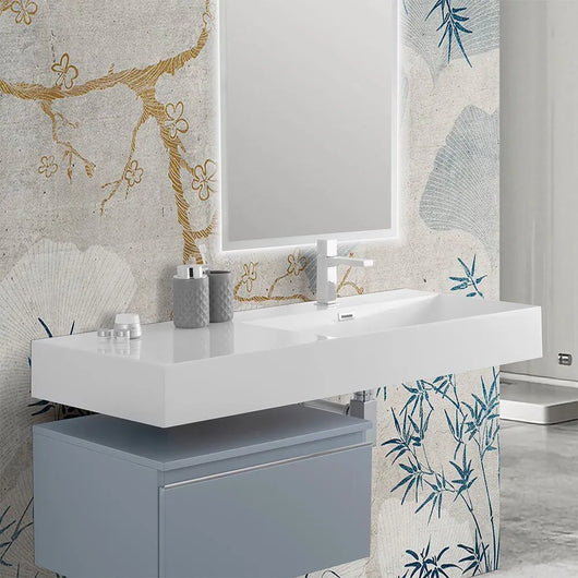 Lavabo sospeso in resina 120 cm vasca destra bianco lucido  Loto