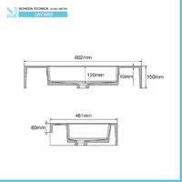 Lavabo sospeso in resina 80 cm bianco lucido  Lodi