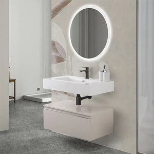 Lavabo sospeso in resina 80 cm bianco lucido  Lodi