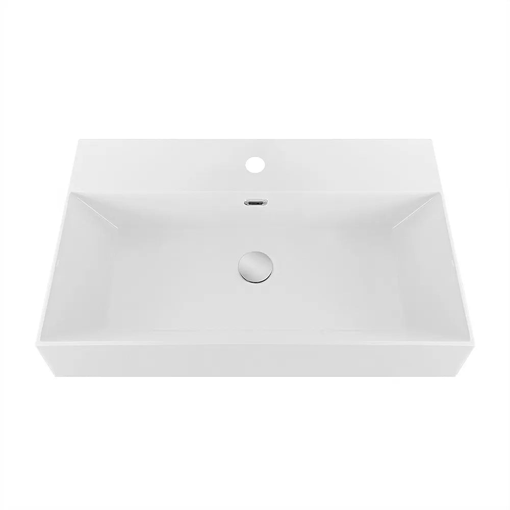 Lavabo sospeso rettangolare in resina 70 cm bianco lucido  Loto