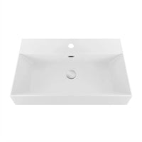 Lavabo sospeso rettangolare in resina 70 cm bianco lucido  Loto