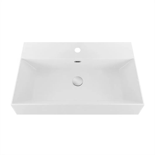 Lavabo sospeso rettangolare in resina 70 cm bianco lucido  Loto