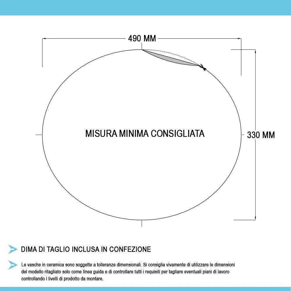 Lavabo sottopiano da incasso 57x42 cm ovale Rak modello Rosa