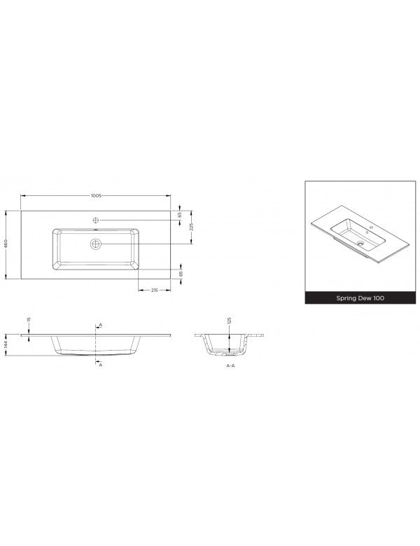SPRING DEW RIHO lavabo 100,5x46 x1,5 cm marmo