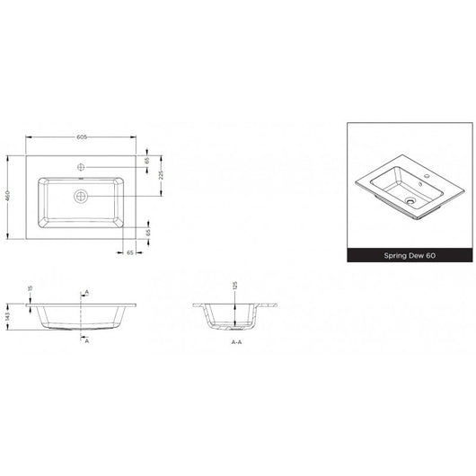 SPRING DEW RIHO lavabo 60,5x46 x1,5 cm marmo