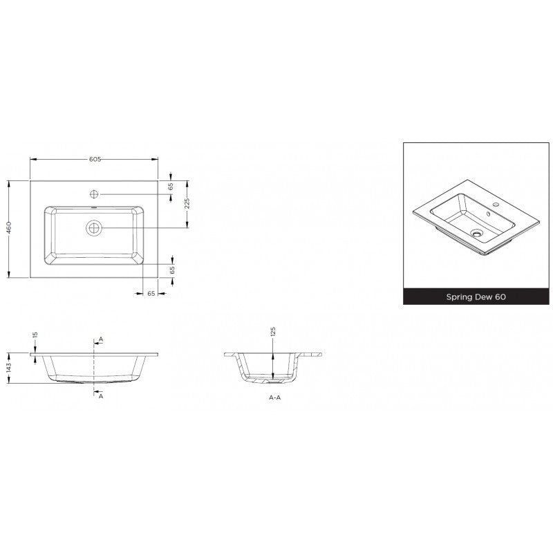SPRING DEW RIHO lavabo 60,5x46 x1,5 cm marmo
