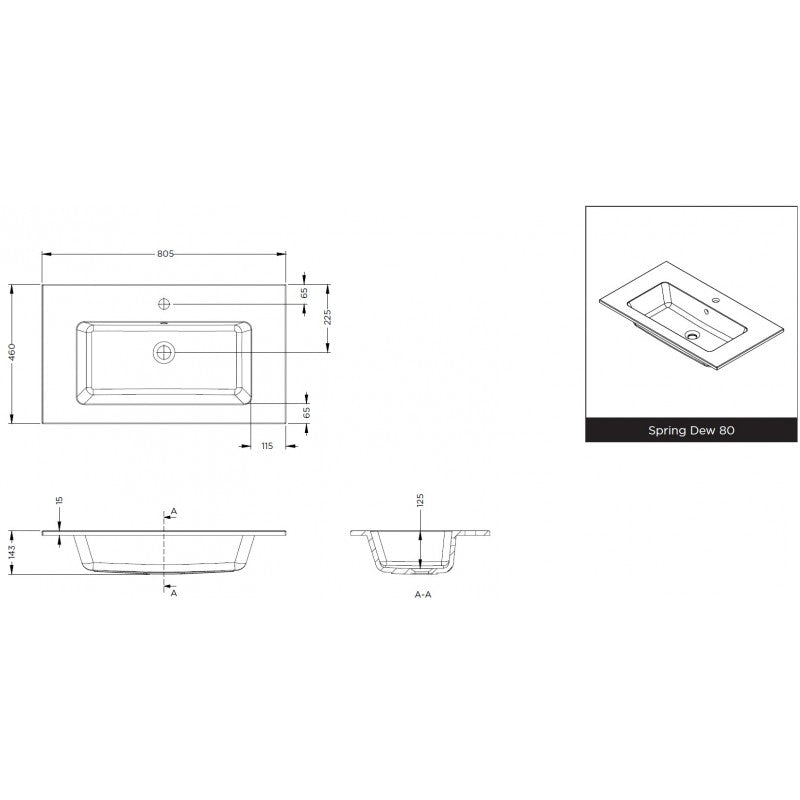 SPRING DEW RIHO 80,5x46 x1,5 cm lavabo in marmo