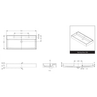 SPRING RISE RIHO lavabo 100x46x12 cm 2 fori in ceramica