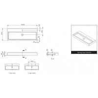 SPRING VOW RIHO lavabo 100x40x8 cm 2 fori in marmo composito