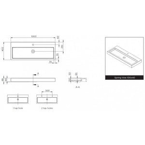 SPRING VOW RIHO lavabo 100x40x8 cm 2 fori in marmo composito