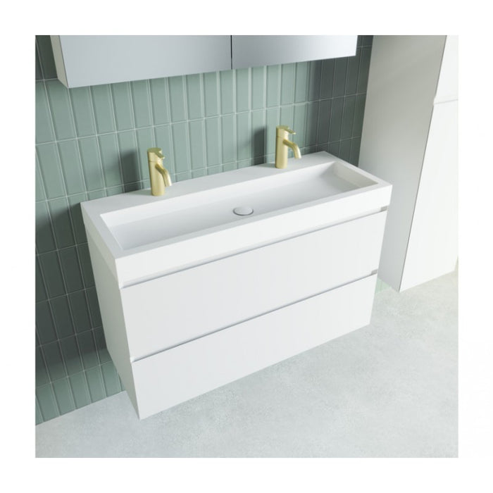 Lavabo SPRING VOW RIHO 120x46x8 cm 2 fori in marmo composito