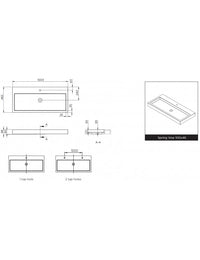 SPRING VOW RIHO lavabo 100x46x8 cm 2 fori in marmo composito
