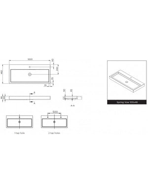 SPRING VOW RIHO lavabo 100x46x8 cm 2 fori in marmo composito