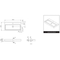 SPRING VOW RIHO lavabo 80x40x8 cm in marmo composito