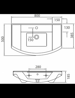 BIANNA lavabo sospeso rettangolare 65x50x18,5 cm