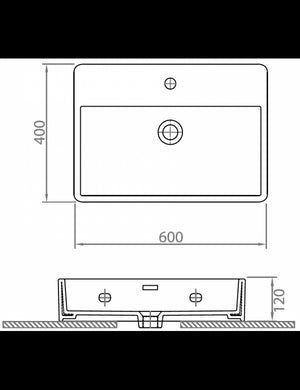 Lavabo sospeso CONTOUR rettangolare 60x40x12 cm