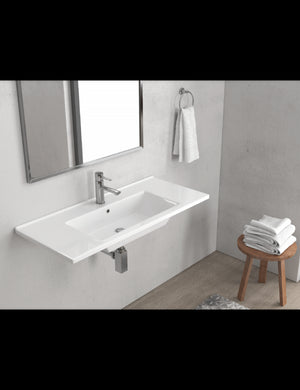 ETNA lavabo rettangolare sospeso 100x45x16,5 cm in porcellana