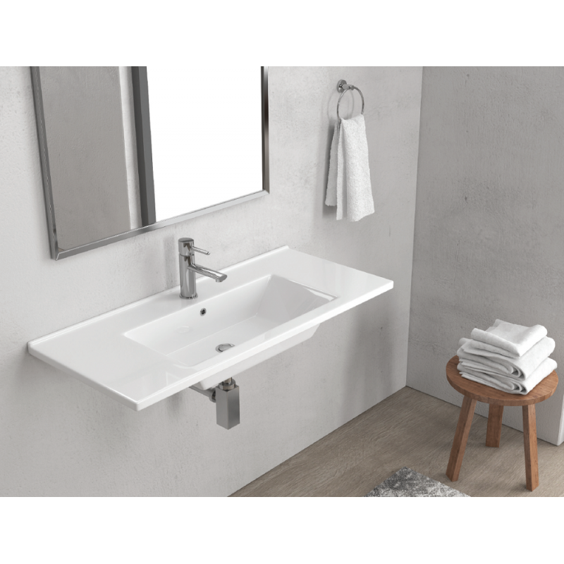 Lavabo rettangolare sospeso ETNA 75x45x16,5 cm in porcellana