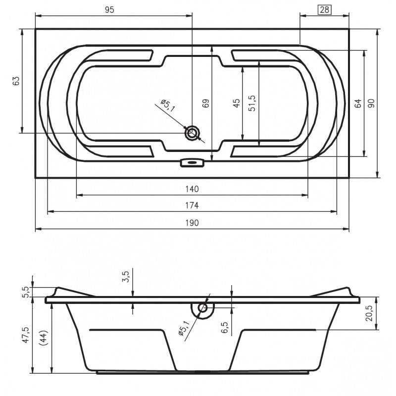 Lavabo sospeso MINI 45x42x10 cm